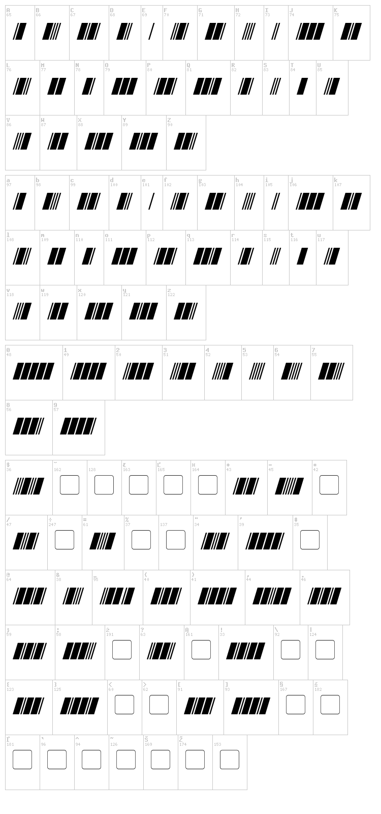 Morse Tech font map